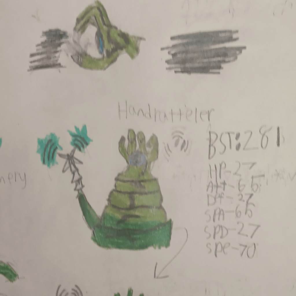 Snake hand fakemon: Handrattler, clawnaper, and Kobrarm