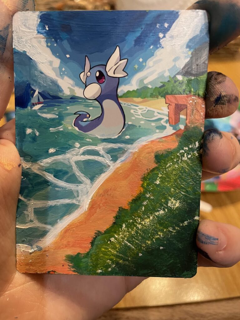 Not super confident in my painting skills so I’m practicing on my bulk cards :D