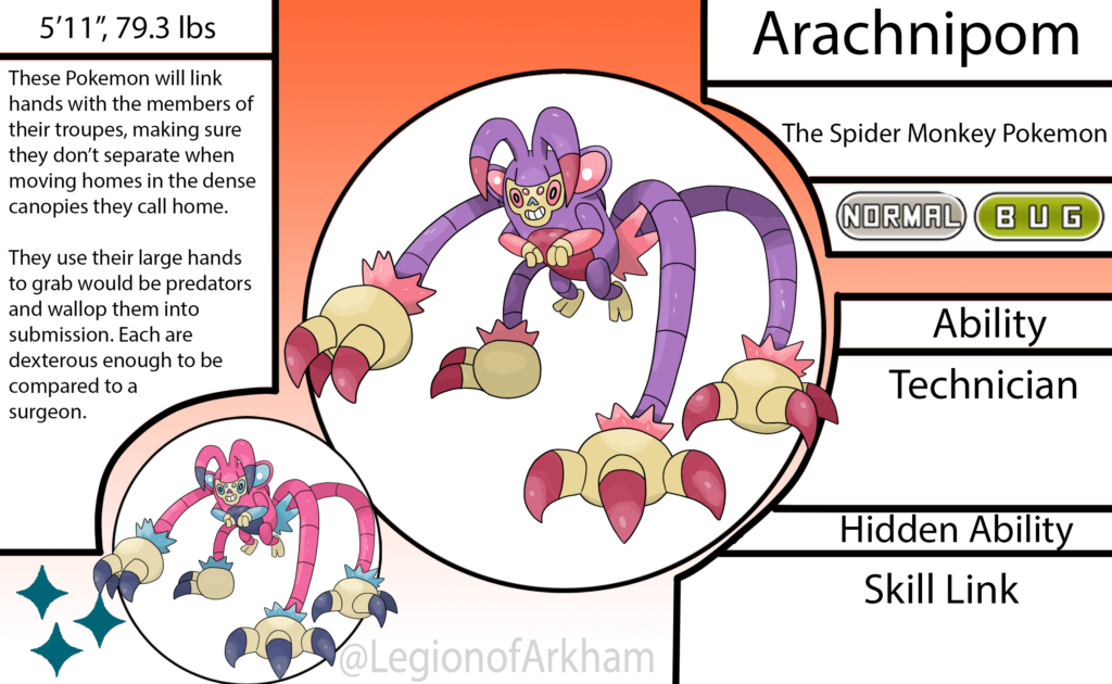 Meet Arachnipom, Ambipom's Brand New Evolution Based On Spider Monkeys.