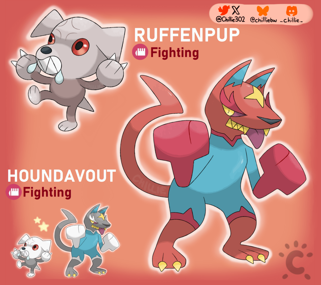 Ruffenpup and Houndavout: Underdog Fakemon