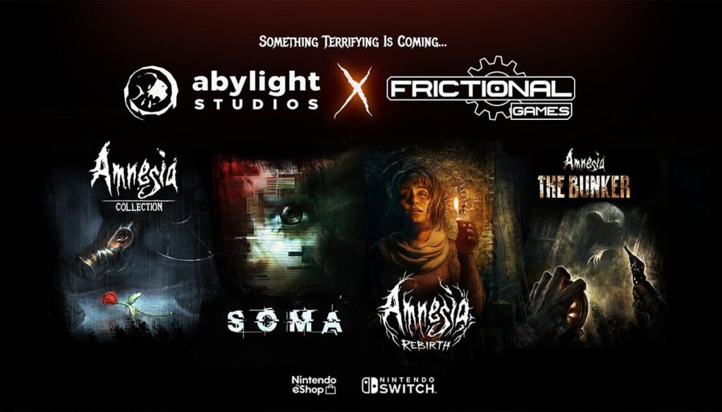 SOMA, Amnesia The Bunker, Amnesia Rebirth, and Amnesia Collection coming to Nintendo Switch. Will be released both digital and physical in this new platform.