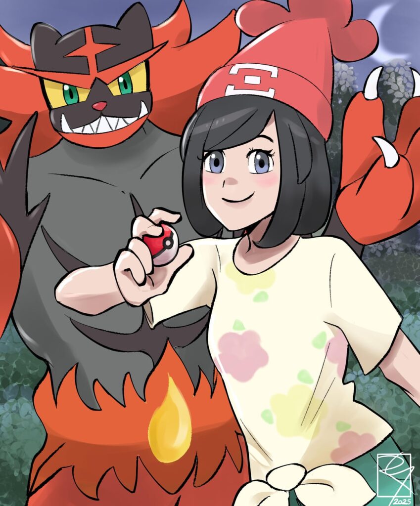 Selene and Incineroar Fanart