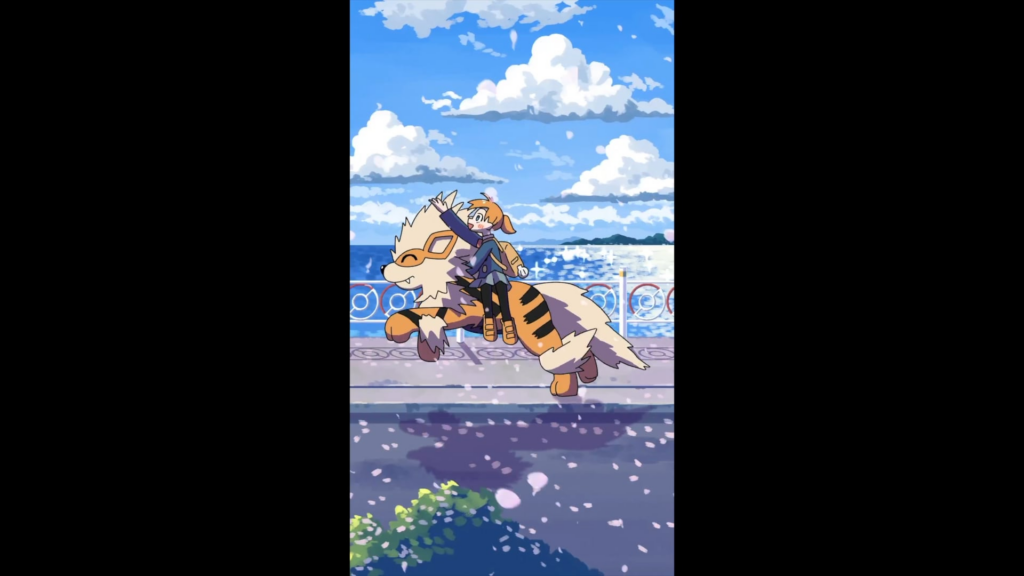 Dashing Through the Seasons on Arcanine (from the official Pokémon Twitter account)