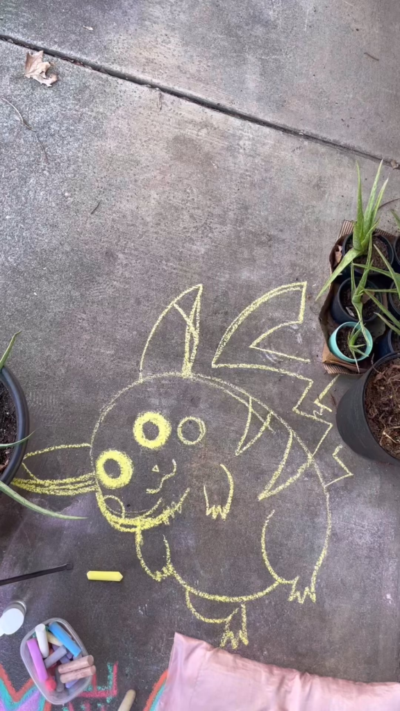 Drew a pikachu on my porch! ⚡️ [OC]