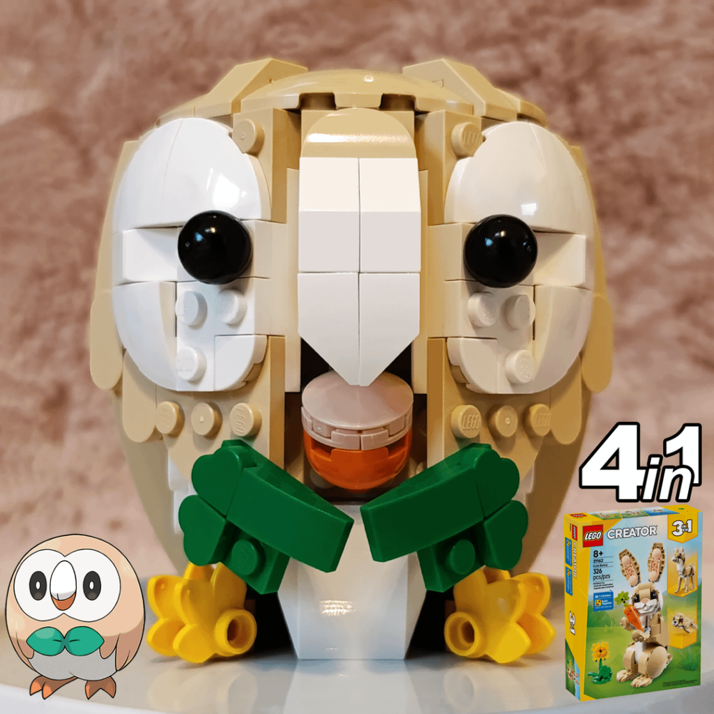 I made Rowlet out of LEGO using only pieces from an official LEGO set! Free instructions in the comments:D