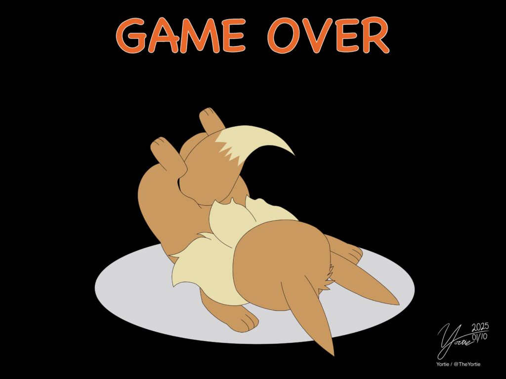 I drew this Eevee Game Over screen!