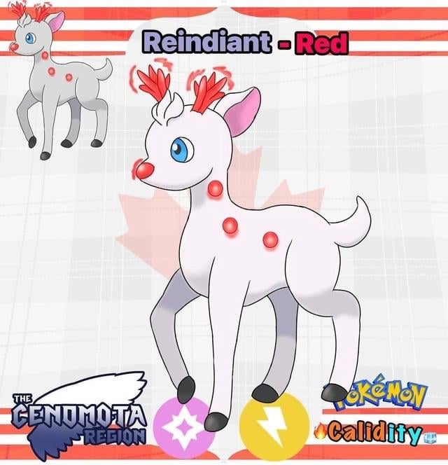 Since it’s Christmas. Reposting these. Yesterday I’ve posted the delibird evolution now here’s colourful reindeer’s. Rudolph but everyone gets their colours too. (7 forms)