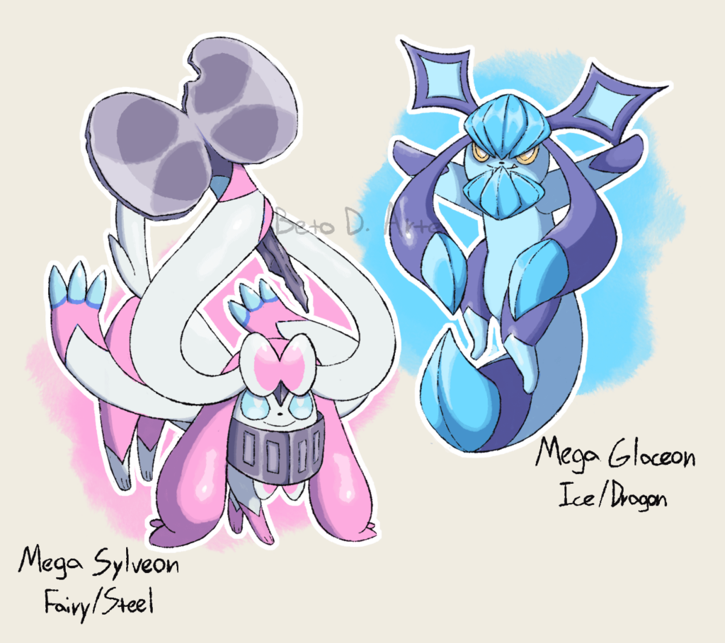 tried to come up with a mega concept for pre existing eeveelutions where the remaining types are the secondary ones