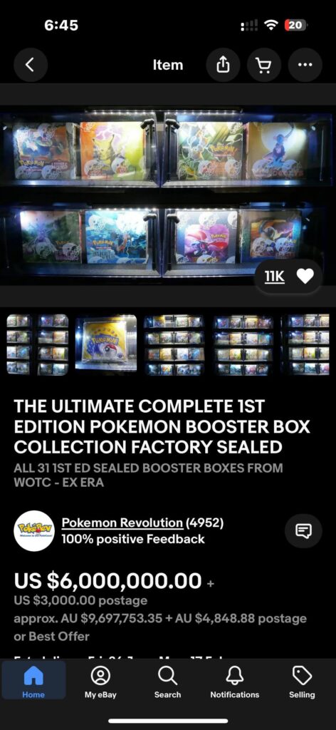 Is this the highest Pokémon eBay listing ever?