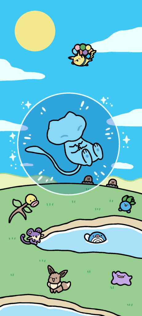 Wanted to try and make a no text/wallpaper version of bubble mew :)