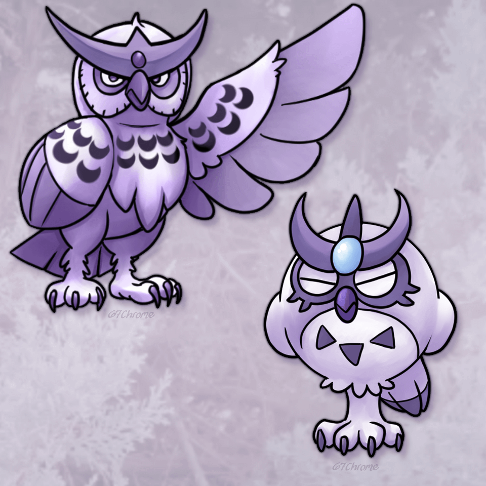 Regional Hoohoot and Noctowl by 67chrome