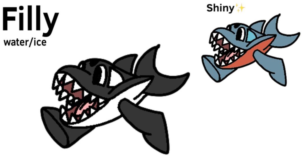 Garchomp has a rival? Meet the Filly line and their signature ability, Ocean wrath: every time the Pokémon gets hit by a superaffective move, both of its defense stats get a 50% boost