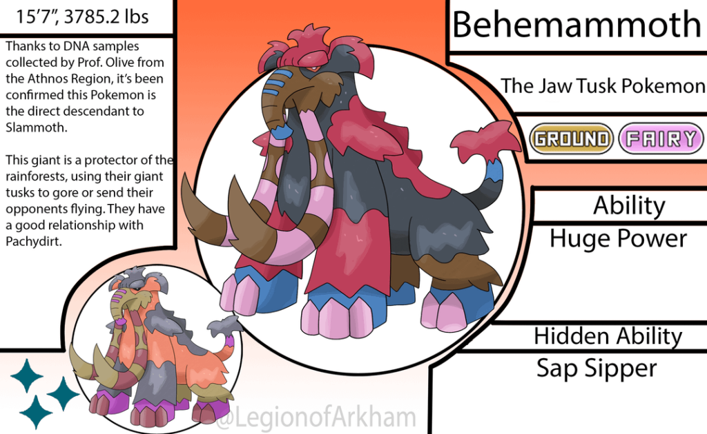 Double Kaiju Fakemon: Behemammoth and Kamomatas