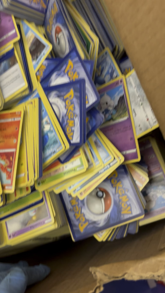 Look at all the pokemon cards donated at the goodwill i work at