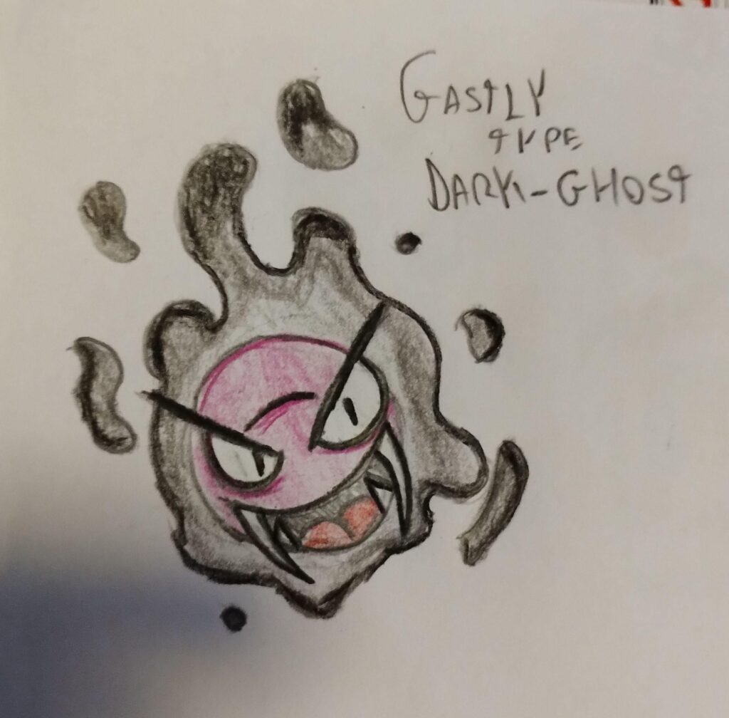 New drawing, Dark-ghost Gastly, next up to do Is Gengar, give me your opinion on this and maybe a tip on how to design the next one??