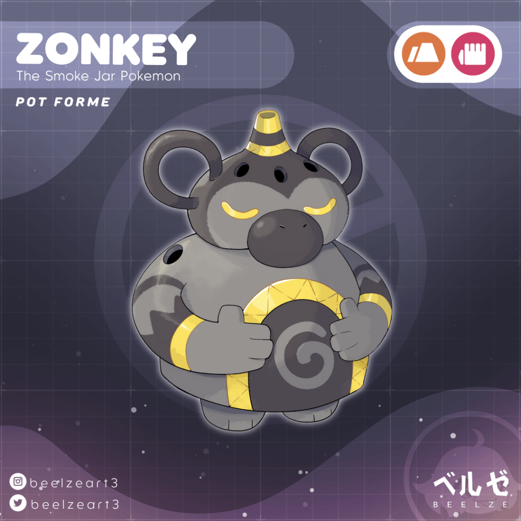 Zonkey, the Smoke Jar Pokemon! (Ground/Fighting) [Pot Forme] // My Dex Entry in the Comments!