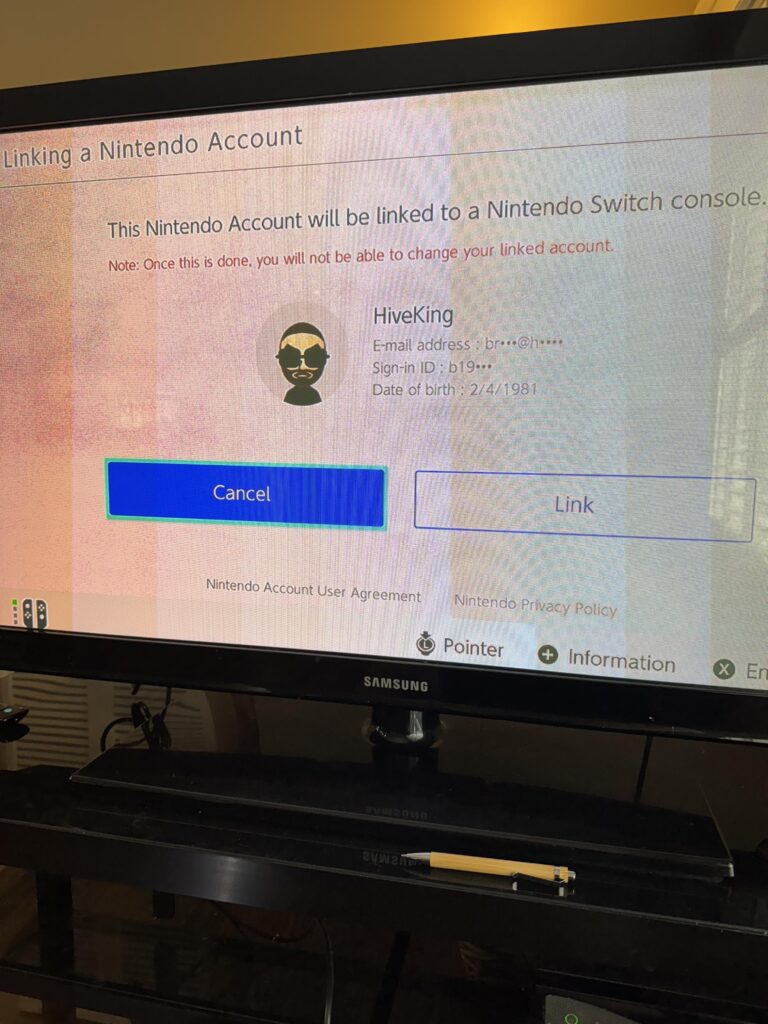 Unable to link my Nintendo account to my switch