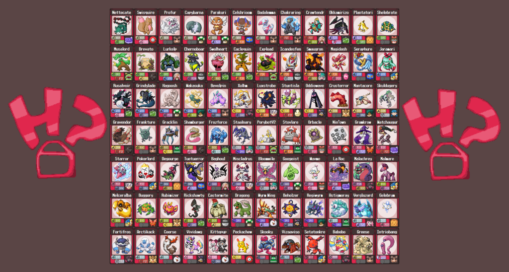 We made a full community-contributed fakedex for a romhack; here's all 80+ mons!