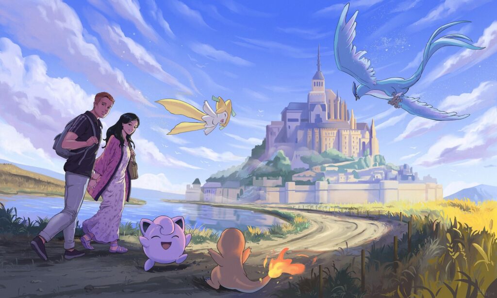 some fan art I did pokemon in Mont-Saint-Michel :)