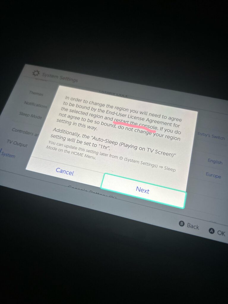 Changing my region on my switch
