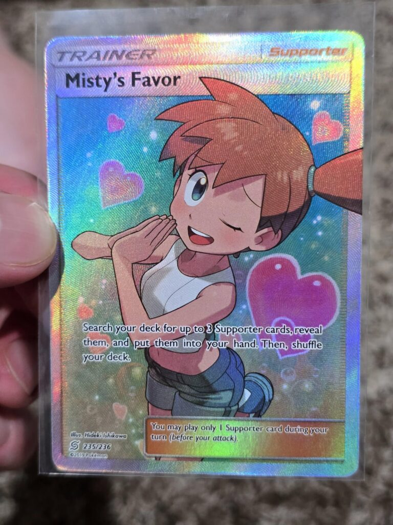 Kid i work brought 3 cards unsleeved in a binder page to work because he knows I collect pokemon, I saw one of them was this and offered to buy it and he goes, "I think that one's rare it was $40 when I pulled it." I couldn't rob him like that so I threw $100 on top of it, now we're both happy 😁