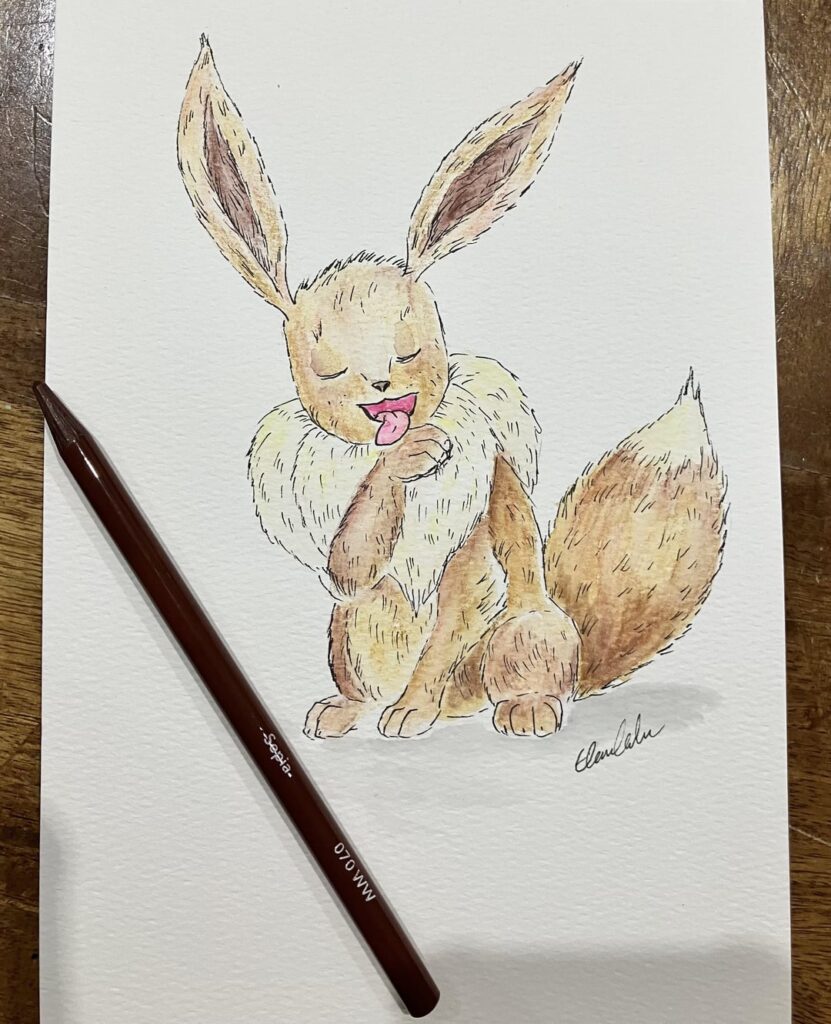 Some Eeveelution art by me 🤎🧡💙💛💚🩵💜🩷🖤
