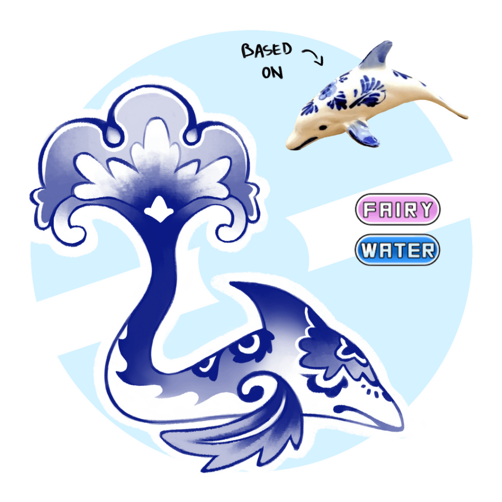 Legendaries for my region, Porcephinus and Vitriuus. Inspired by glass figurines my grandma gave me + their lore