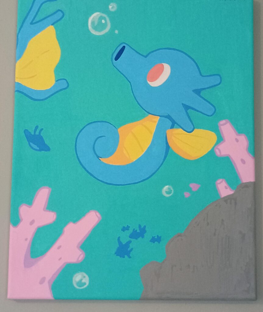 Repost. Painted a Horsea 🩵 how many pokemon can you guess are here?