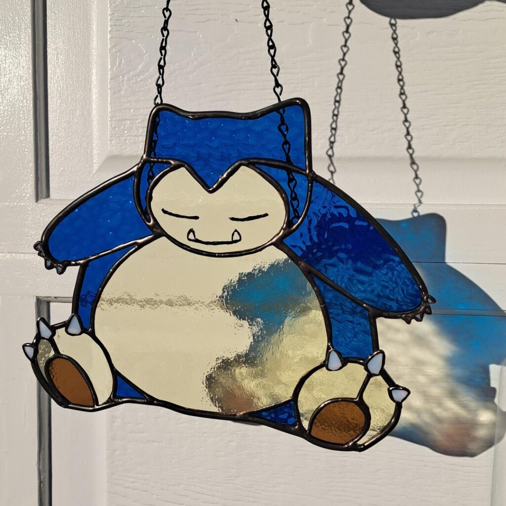 A sleeping POKéMON blocks the way! Stained glass Snorlax I made.