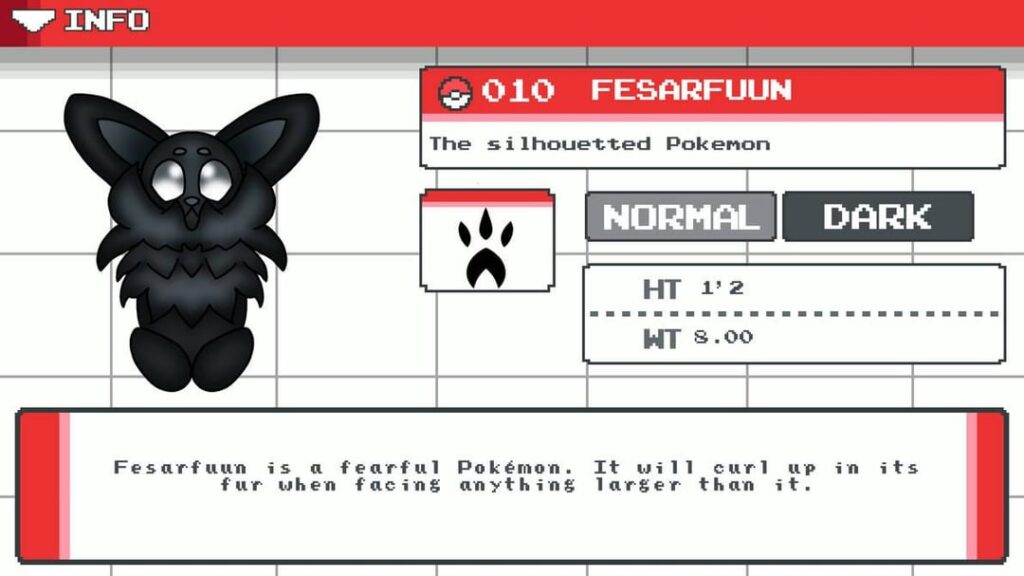 i'm making a fakemon region based on fairy-tails/myths/all that magic stuff and here's a cryptid based fakemon that's on route 1!
