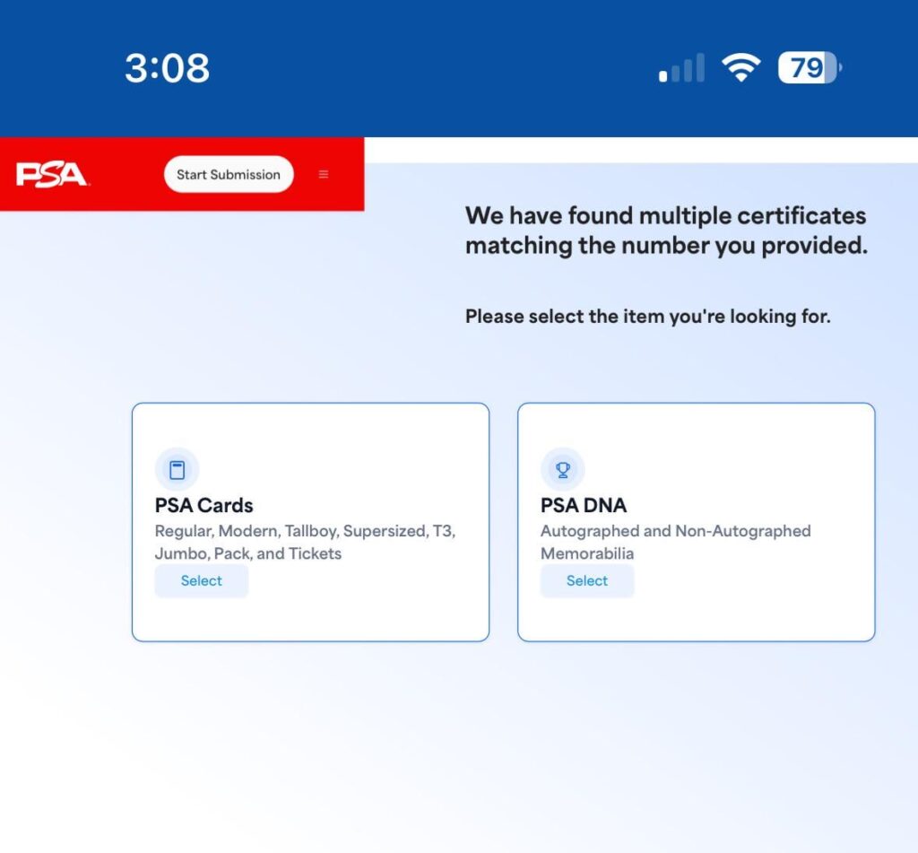 Can psa have a same number for 2 different products?