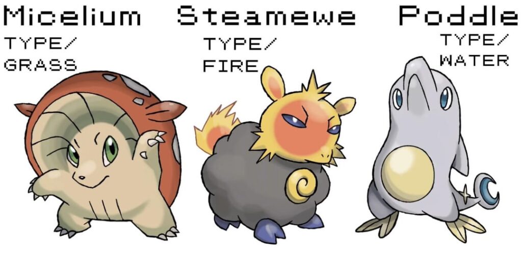 some cool starters (my first try at fakemon)