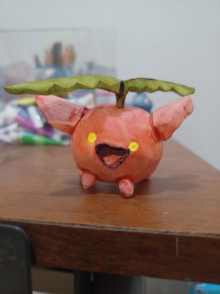 Here come hoppip. My 12th figurine for my everyJohto pokemon wood carving project