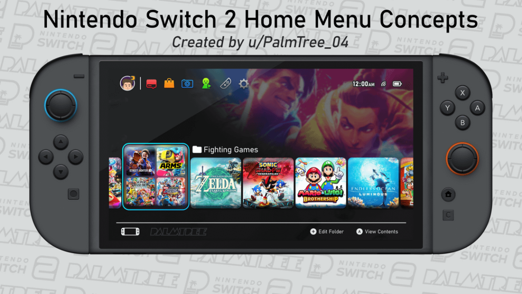 My Concepts for a Nintendo Switch 2 User Interface (since the reveal is taking so long)