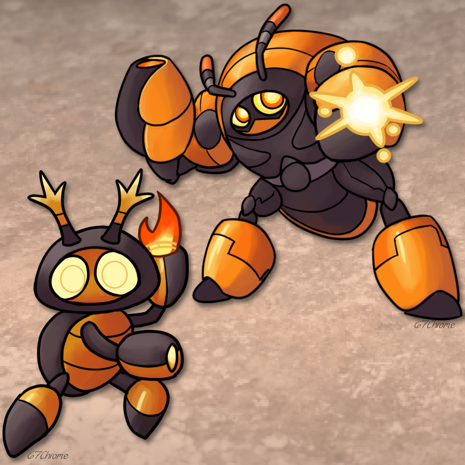 Boomlet and Dabomb, the Bombadier Beetle Pokemon by 67chrome