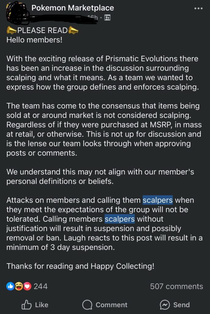 Scalping-Friendly Groups Like This Deserve Public Awareness