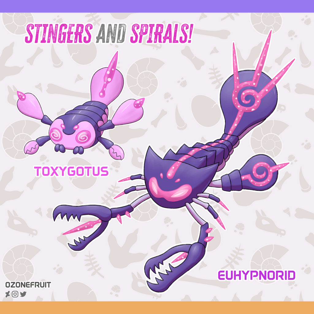 Eurypterid (Sea Scorpions) Fakemon Line! Meet Toxygotus and Euhypnorid!