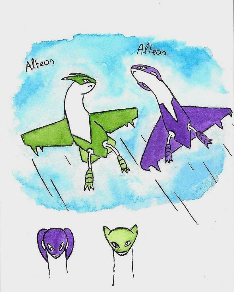 Fakemon Alteas and Alteos. 2 different versions of Latias and Latios