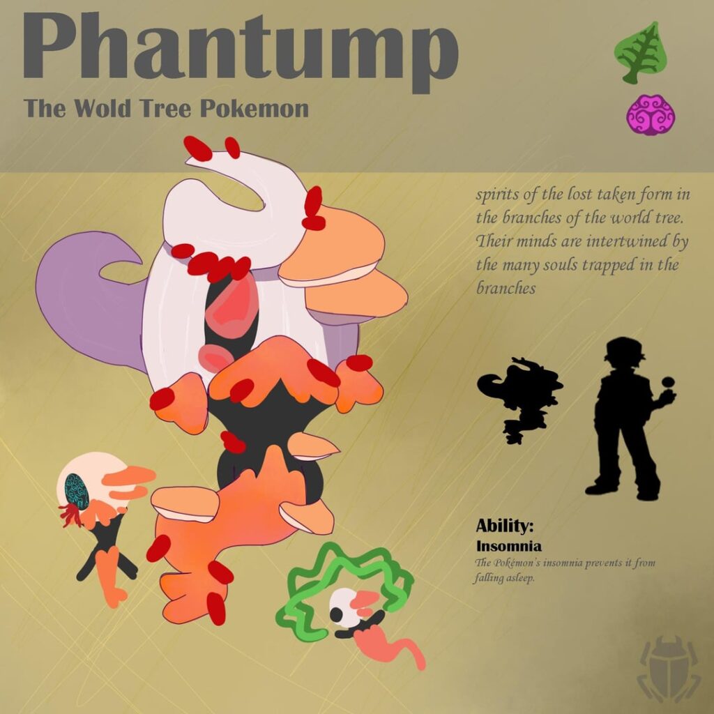 Grass/Psychic type regional forms of Phantump and Trevanant.