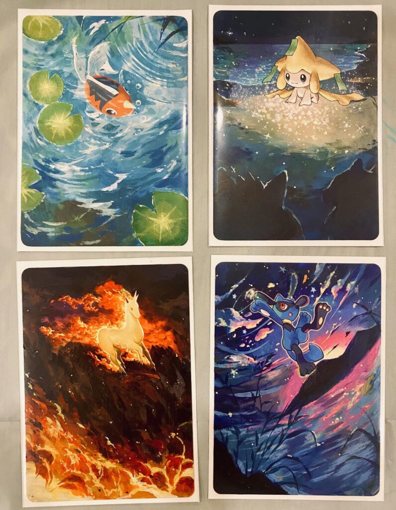 Painted (over) a few Pokémon cards!