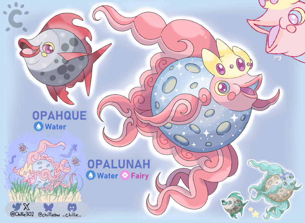 Opahque and Opalunah: Moonfish Pokémon