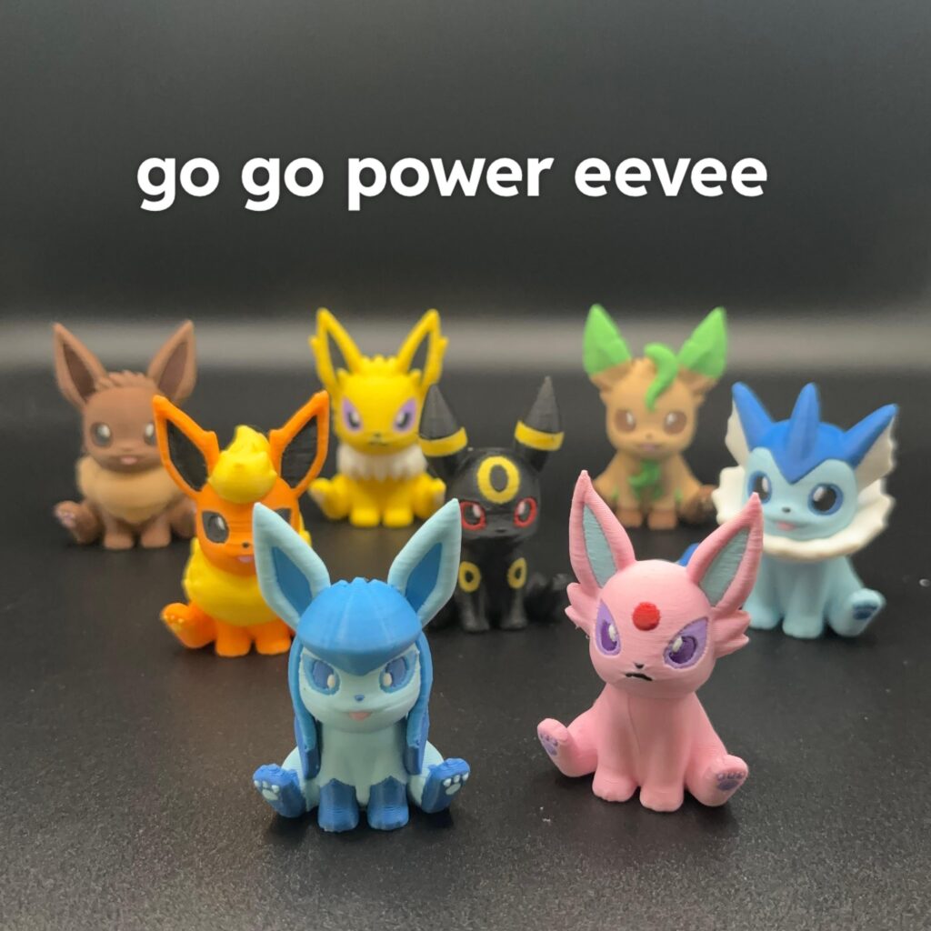 my 3d printed eevee collection