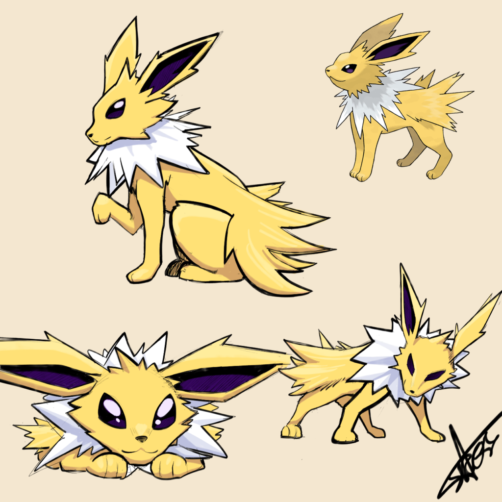 [OC] Practiced quadrupeds for the first time with Jolteon