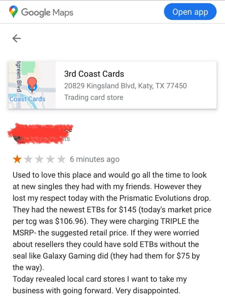 LCS sold Prismatic ETBs for $145 so I left a review and here's the owner's essay