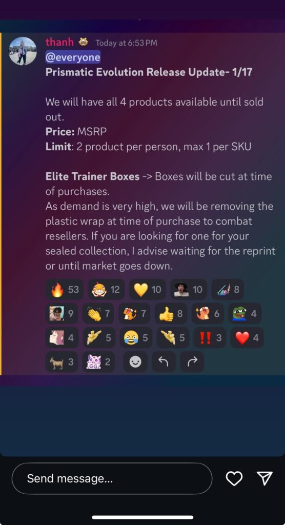What are your thoughts on a card shop doing this?
