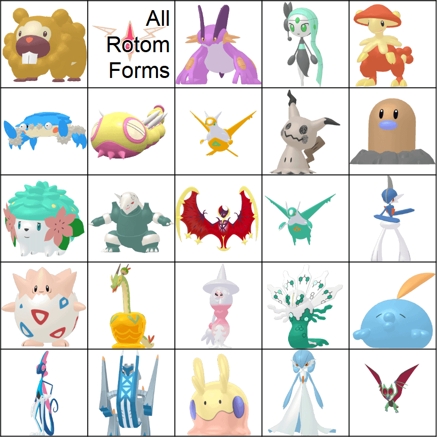 Made a Bingo List of Shiny Pokemon I wanna catch this year. Thoughts?