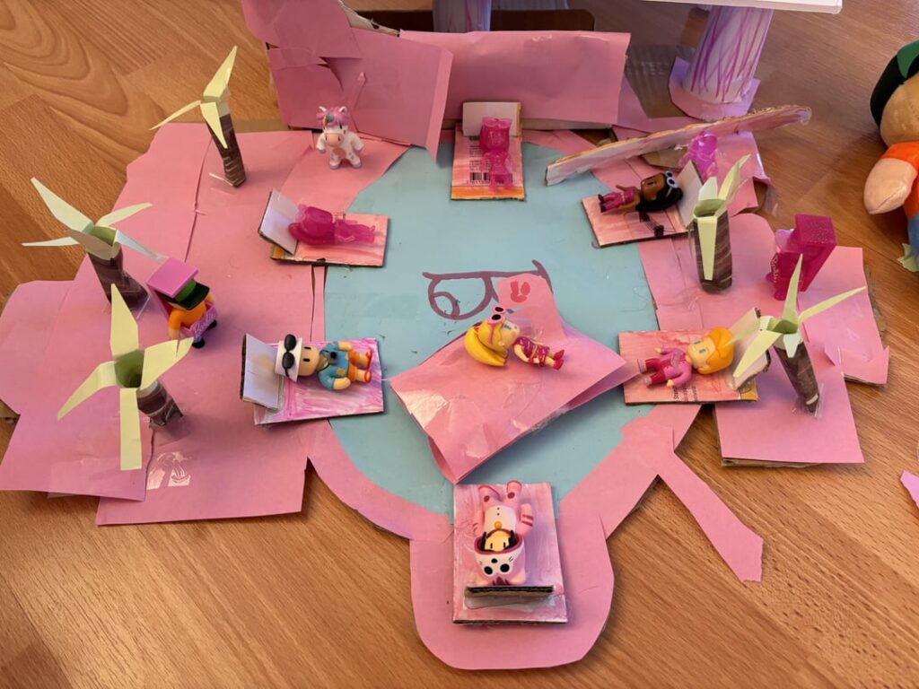 My kid crafted Stumble Guys Barbie Level after playing on Switch - wanted me to share