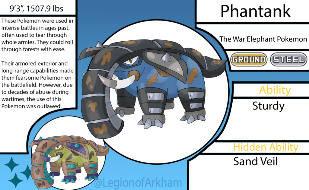 Phantank, Donphan's Evolution Inspired By War Elephants And Tanks
