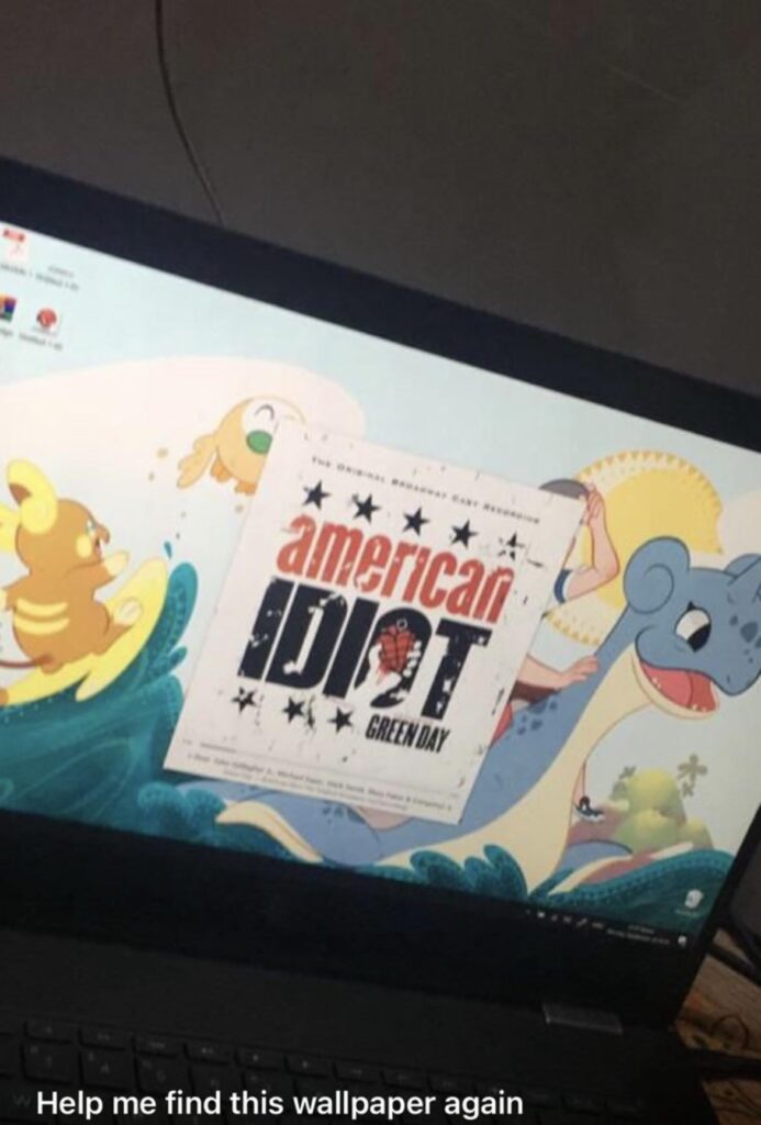 Help me find this wallpaper in the background with Lapras, alolan Raichu, rowlet and two kids on Lapras, if you could recognise the wallpaper, do send a copy or any sources where I can find it