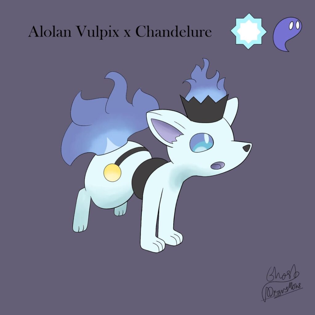 Alolan Vulpix x Chandelure Fusion [OC]